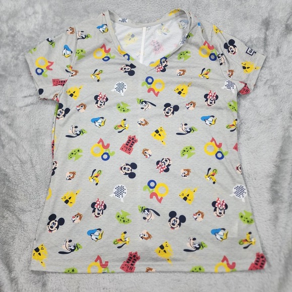Disney Parks Shirt Womens XL Gray Mickey Minnie Donald Goofy Pluto 2020 Tee Top - Picture 1 of 14